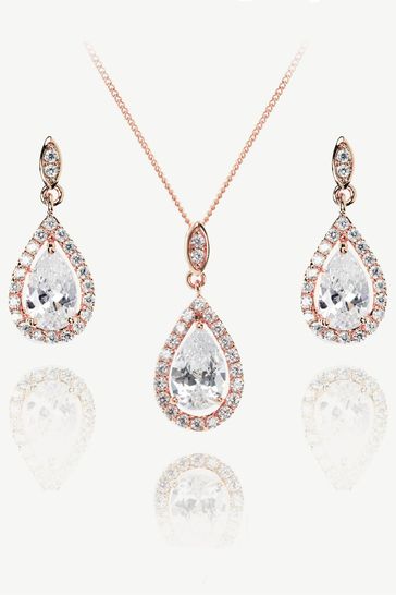 Ivory & Co Rose Gold Belmont And Crystal Teardrop Set