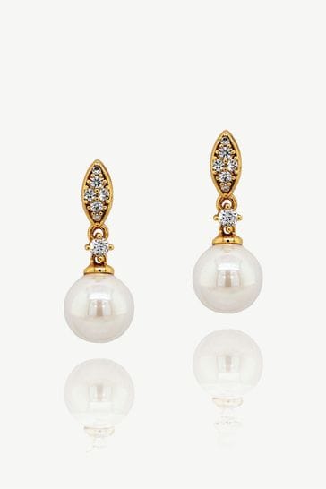 Ivory & Co Gold Dublin Crystal And Pearl Drop Earring