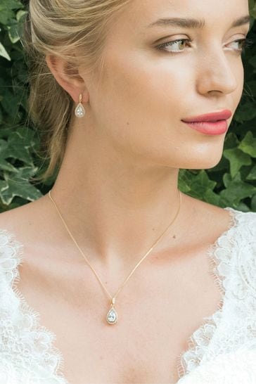 Buy Ivory Co Gold Belmont And Crystal Teardrop Pendant from Next