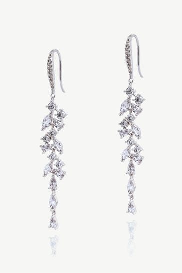 Ivory & Co Silver Sandringham Crystal Cluster Drop Earring