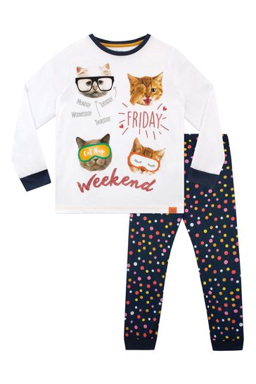 Pijama blanco con diseño de gato de Harry Bear