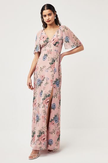 Anaya With Love Pink Floral Maxi Bridesmaid Dress