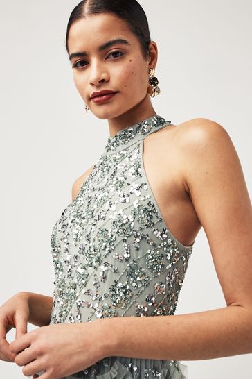 Maya silver sequin dress top
