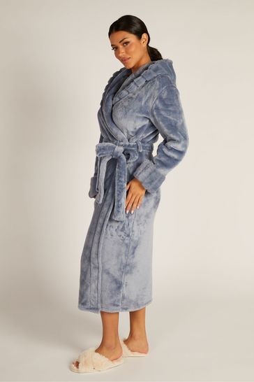 Fluffy trim maxi top robe