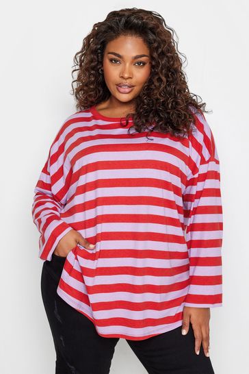 Yours Curve Red Limited Fashion Throw On Stripe Top