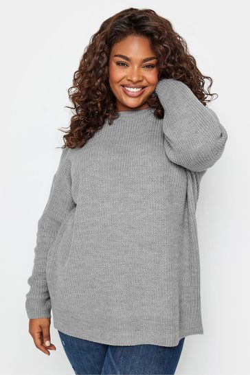 Yours Curve Grey Drop Shoulder Jumper