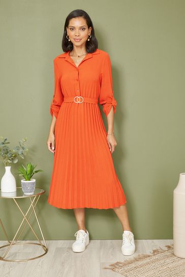 Orange pleated dress 2025