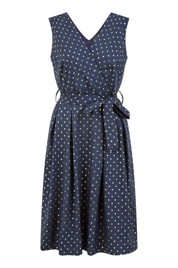 Buy Mela Blue Spot Wrap Over Skater Dress from Next Luxembourg