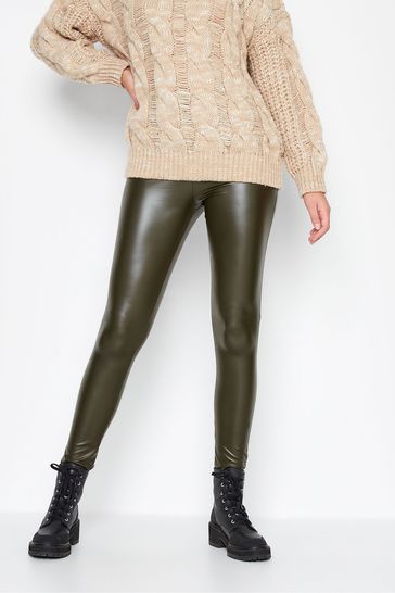 Long Tall Sally Green Stretch Leather Look Leggings