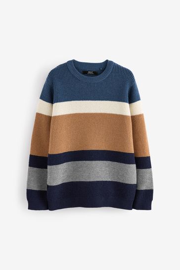 Buy Blue Neutral Stripe Knitted Crew Neck Jumper 3 16yrs from Next Bahrain