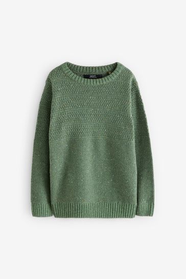 Buy Khaki Green Textured Crew Neck Jumper 3 16yrs from Next Bahrain