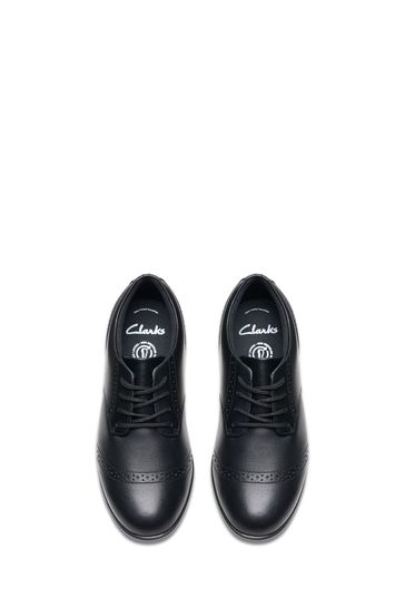 Buy Clarks Black Wide Fit G Leather Older Girls Finja Brogues from Next Denmark