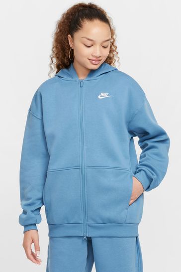 Buy Nike Oversized Club Fleece Zip Through Hoodie from the Laura Ashley online shop