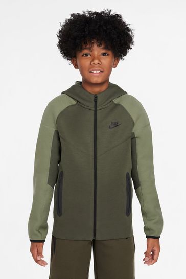 Buy Nike Oil Green Khaki Tech Fleece Zip Through Hoodie from Next Turkey