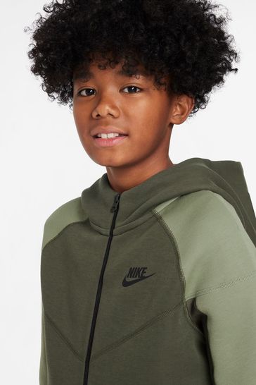 Buy Nike Oil Green Khaki Tech Fleece Zip Through Hoodie from Next Turkey