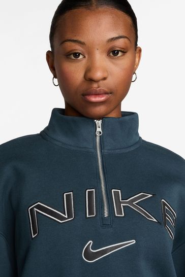 Buy Nike Teal Blue Phoenix Fleece Varsity Over Oversized Logo Quarter Zip Sweatshirt from Next Netherlands