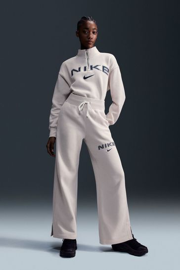 Buy Nike Cream Phoenix Fleece Varsity Over Oversized Logo Quarter Zip Sweatshirt from Next Denmark