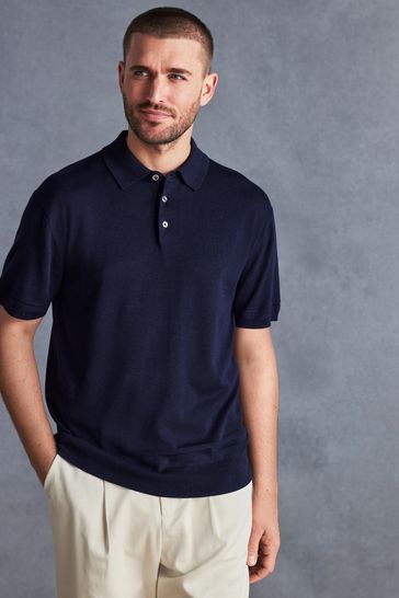 Navy Regular Fit Signature Knitted Polo Shirt