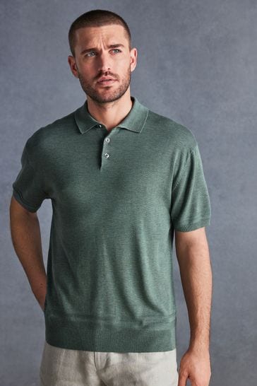 Sage Green Regular Fit Signature Knitted Polo Shirt