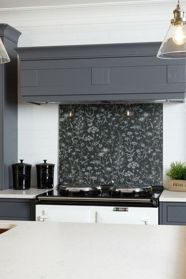 Charcoal Lisette Glass Kitchen Splashback 90x75cm