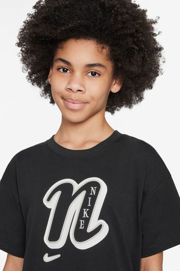 Buy Nike Black Varsity Logo Boxy T Shirt from Next Netherlands