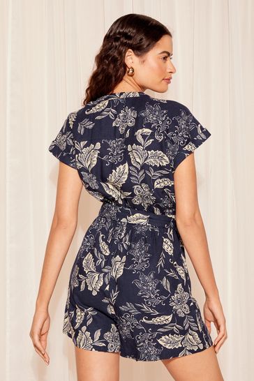 Navy and white playsuit sales