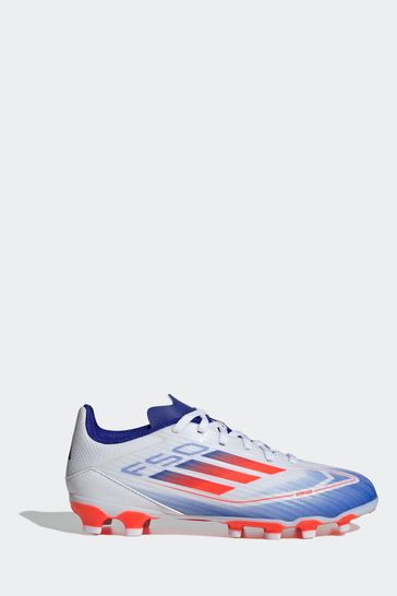 adidas White Blue Red Kids F50 League Multi Ground Football Boots
