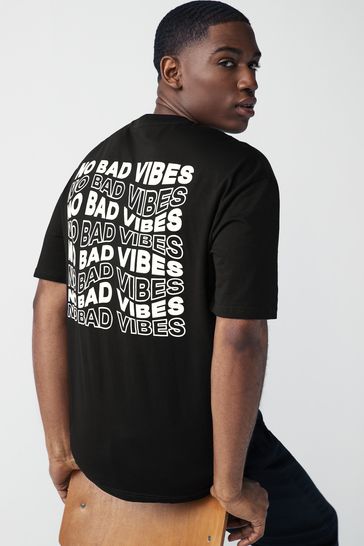 Buy Black No Bad Vibes Back Print T Shirt from Next Poland