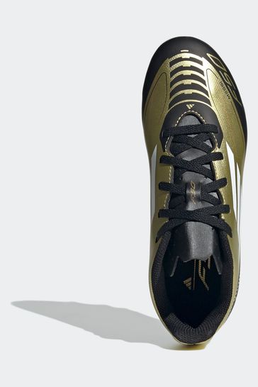 adidas Gold White Messi F50 Kids Club Flexible Ground Football Boots