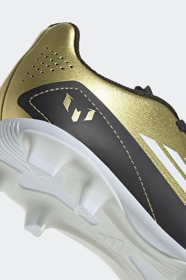 adidas Gold White Messi F50 Kids Club Flexible Ground Football Boots