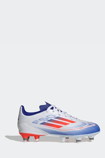 adidas White Blue Red Kids F50 League Turf Football Boots