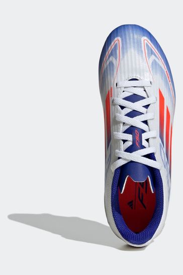 adidas White Blue Red Kids F50 League Turf Football Boots