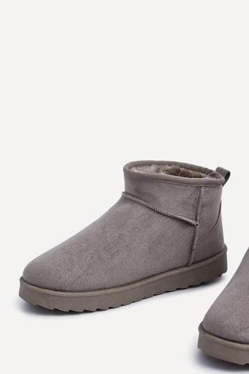 Buy Linzi Light Grey Mini Addy Faux Suede Faux Fur Lined Ankle