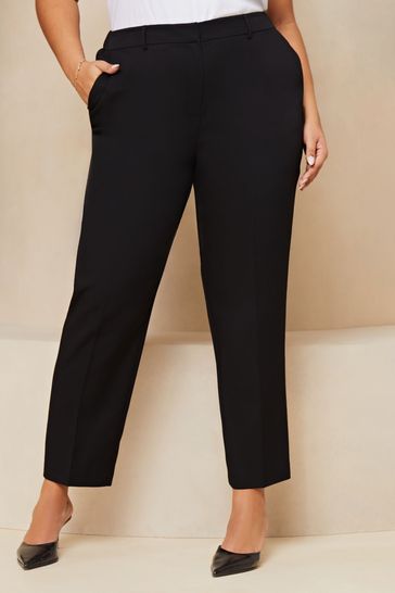 Lipsy Black Curve Tailored Tapered Smart Trousers