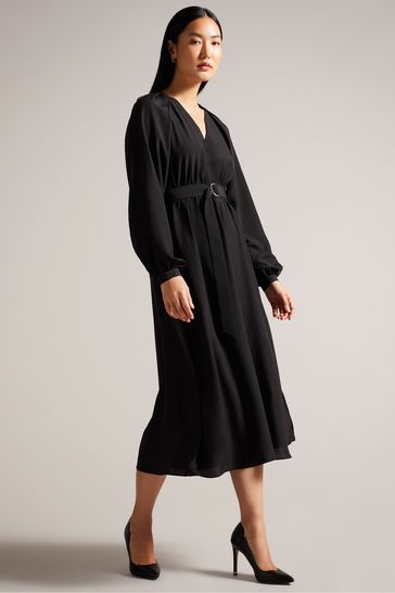 Ted Baker Comus Midi Shirt Dress With Gathered Neck