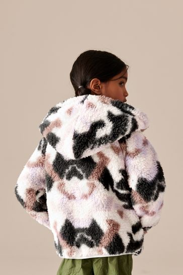 Buy Cream Multi Borg Fleece Zip Through Hooded Jacket 3 16yrs from Next Poland