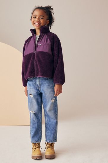 Buy Dark Purple Nylon Borg Zip Through Jacket 3 16yrs from Next Bahrain