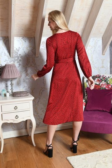 Buy Mela Red Satin Dash Print Midi Dress from Next Singapore