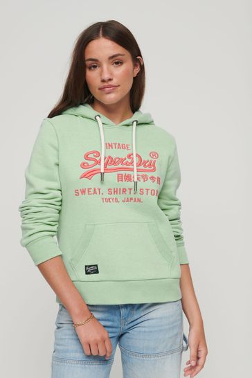 Superdry Green Vintage Logo Hoodie