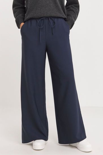 Simply Be Blue Drawcord Wide Leg Trousers