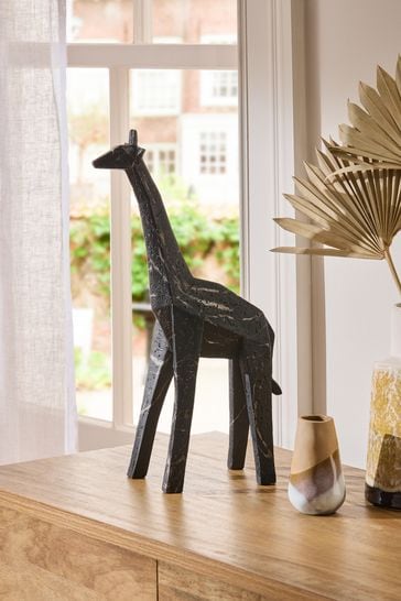 Black Marble Finish Abstract Giraffe Ornament