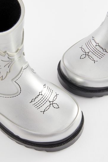 Girls silver wellies top