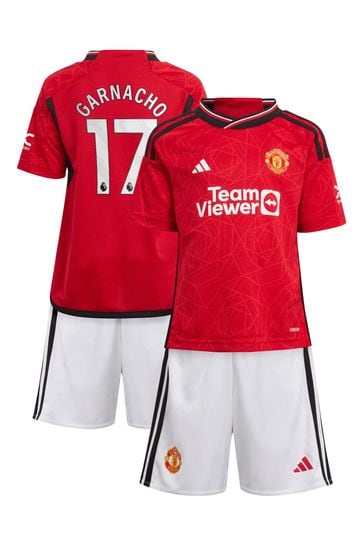 adidas Red Manchester United EPL Home Mini Kit 2023-24 - Garnacho 17 Minikit