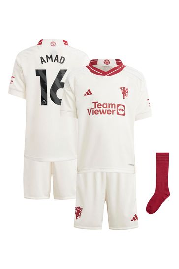 adidas White Manchester United EPL Third Minikit 2023-24 - Amad 16 Minikit