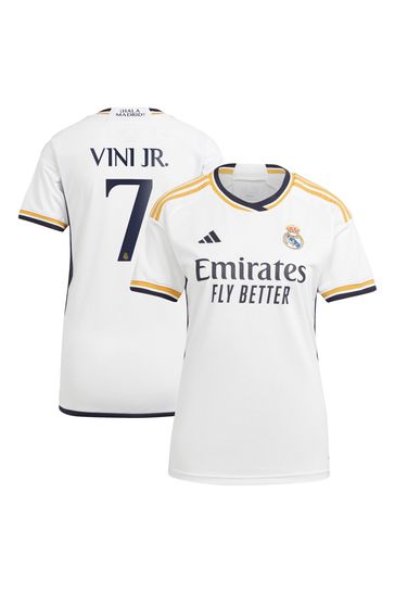 adidas White Real Madrid Home Shirt 2023-24 - Vini Jr. 7 Womens