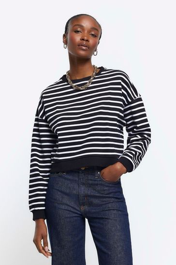 River Island Black Stripe Sweater