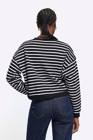 Buy River Island Black Stripe Cropped 100 Cotton Sweatshirt from Next Bahrain