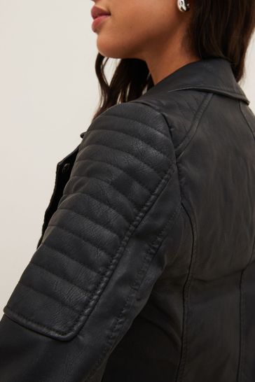 Leather look online biker jacket