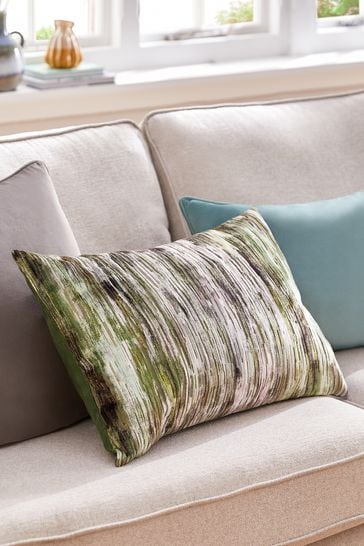 Green 40 x 59cm Velvet Abstract Velvet Large Oblong Cushion