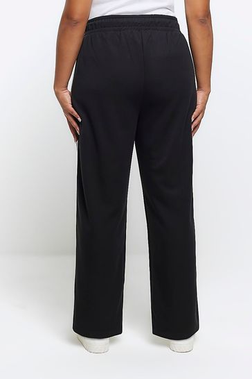 Buy River Island Black Plus Casual Black Wide Leg Side Stripe Joggers from Next Kuwait